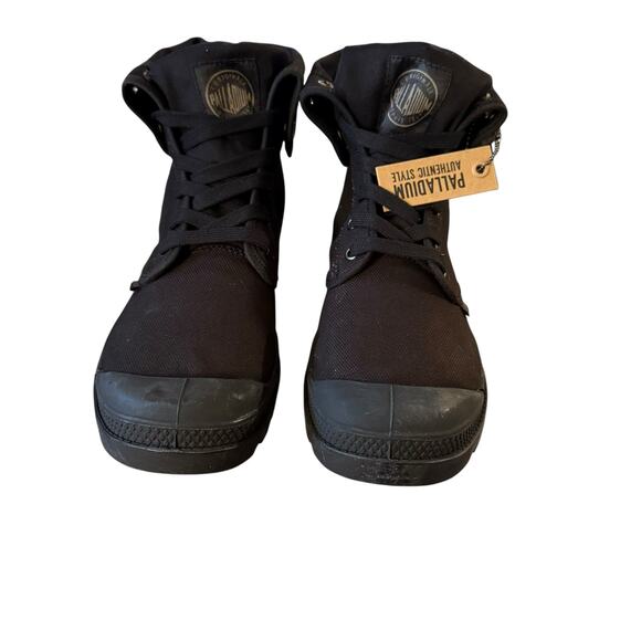 NWT & Box Palladium Men’s Baggy Black High Top Canvas Shoe Size 10 - Picture 2 of 10